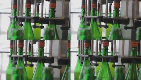 啤酒厂输送线瓶子的特写高清在线视频素材下载