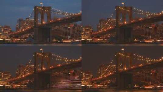 夜幕降临时的大桥高清在线视频素材下载