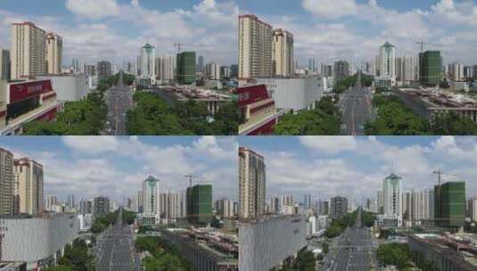 广西南宁城市风光民族大道航拍中轴线高清在线视频素材下载