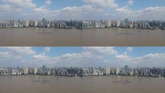 武汉城市风光长江两岸高楼建筑航拍高清在线视频素材下载