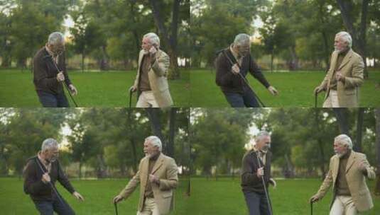 老年人在公园跳舞高清在线视频素材下载
