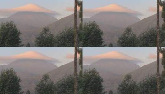 火山链顶端形成了奇怪的云高清在线视频素材下载