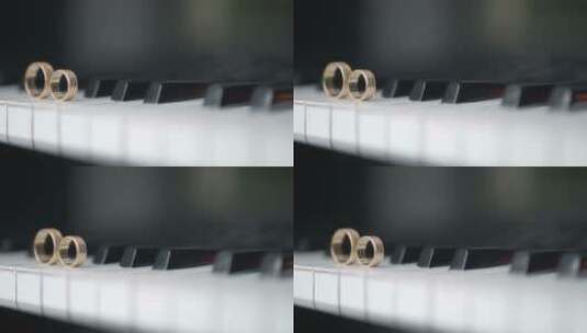 钢琴和一对结婚戒指高清在线视频素材下载