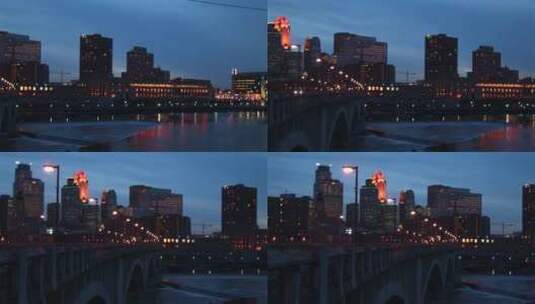 夜幕下的城市街景高清在线视频素材下载
