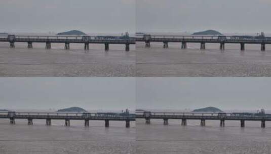 杭州湾海边城市岛屿礁石海浪高清在线视频素材下载