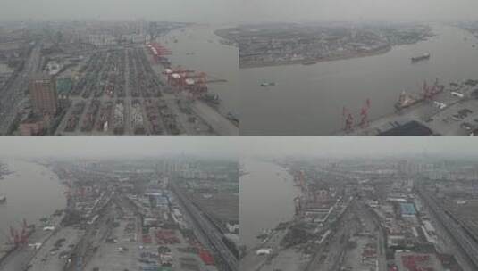 上海集装箱码头4K航拍（log原素材）高清在线视频素材下载