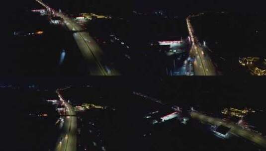 4k航拍成都蜀源大道绕城高速路出入口夜间高清在线视频素材下载