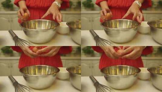 厨师磕鸡蛋打鸡蛋高清在线视频素材下载