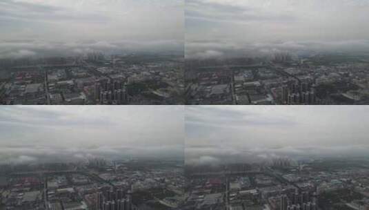 城市雨后平流雾高清在线视频素材下载