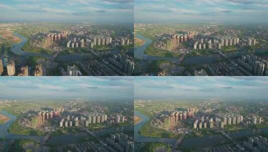 航拍湖南衡阳城市天际线城市楼群高清在线视频素材下载