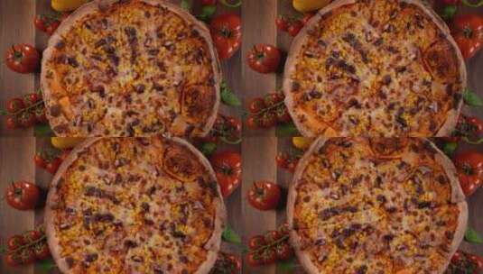 披萨 披萨饼 意大利 香肠披萨 美食高清在线视频素材下载
