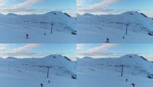 用滑雪板滑下斜坡高清在线视频素材下载