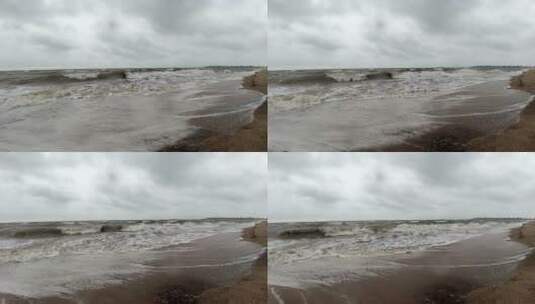 慢镜头涌向沙滩的海水高清在线视频素材下载