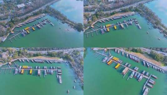 西湖游船码头高清在线视频素材下载