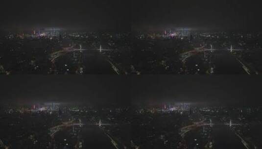 上海世博园黄浦江夜景4K航拍高清在线视频素材下载