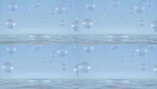 蓝天碧海面商品展示台水泡美容护肤3D素材高清在线视频素材下载