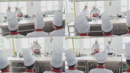 厨师现场教做饭高清在线视频素材下载