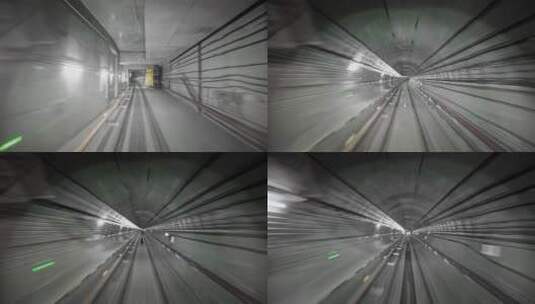 地铁视角快速行驶在车道上高清在线视频素材下载