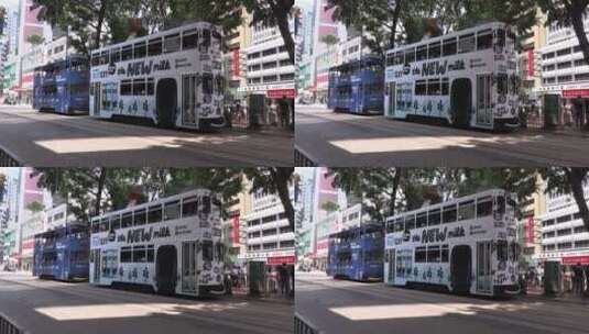 香港叮叮巴士车特写高清在线视频素材下载