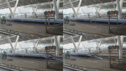 广州南站运行的高铁高清在线视频素材下载