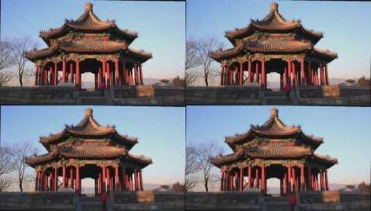 北京颐和园东堤廓如亭特写高清在线视频素材下载