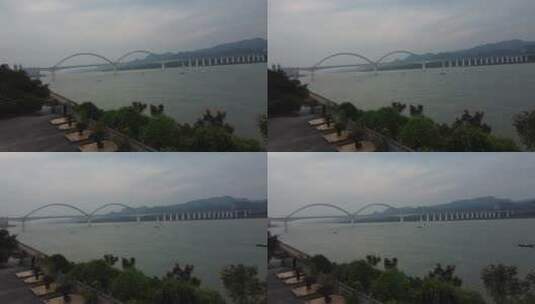 航拍长江及桥梁高清在线视频素材下载