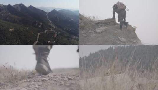 爬上山峰的男人高清在线视频素材下载