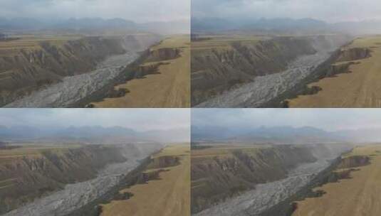 原创 新疆塔城安集海大峡谷自然风光航拍高清在线视频素材下载