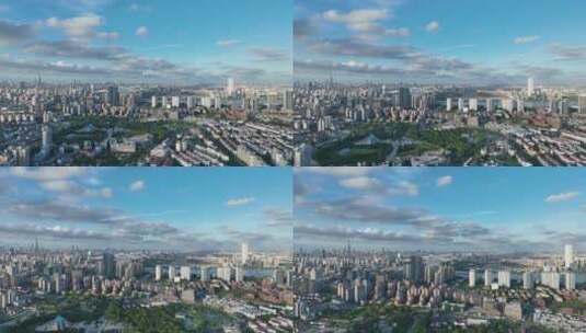 上海浦西蓝天白云航拍高清在线视频素材下载