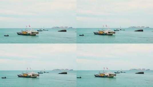 停泊的渔船高清在线视频素材下载
