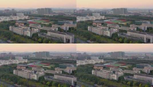 杭州钱塘区下沙大学城校园航拍8高清在线视频素材下载
