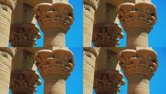 神庙中的石柱群高清在线视频素材下载