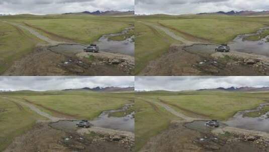 西藏荒野无人区汽车自驾游旅行越野穿越高清在线视频素材下载