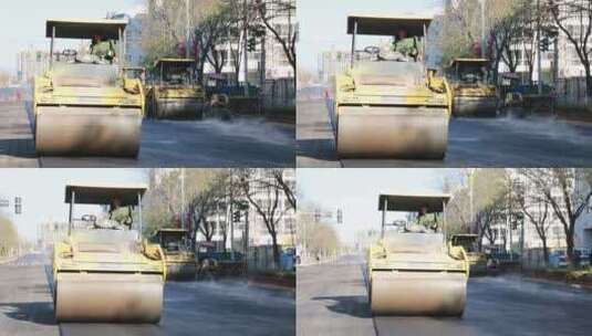 工程施工道路修路铺油高清在线视频素材下载