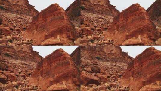 月亮峡谷的红色岩石高清在线视频素材下载