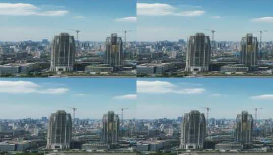 武汉双子塔地标竖屏航拍高清在线视频素材下载