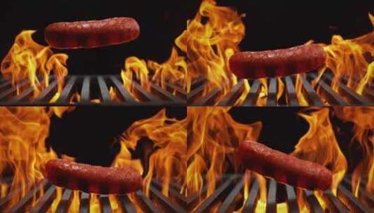 烤架上的香肠高清在线视频素材下载