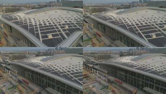 杭州西站火车站建设航拍高清在线视频素材下载