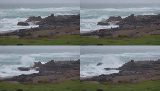 海浪拍打着海岸高清在线视频素材下载