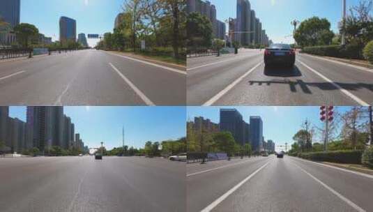 驾车乘车行驶在江西九江城区道路高清在线视频素材下载
