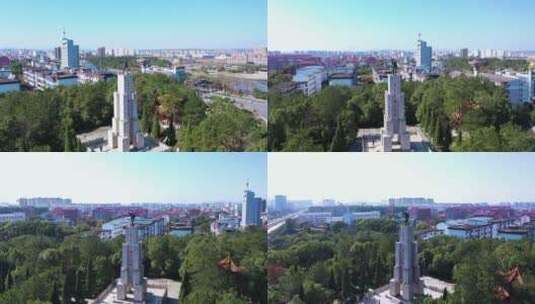 环绕航拍江西吉安将军公园纪念碑高清在线视频素材下载