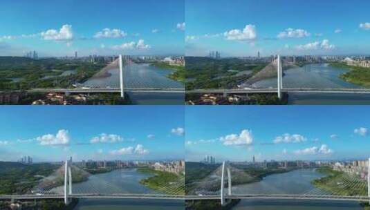 广西绿城南宁邕江风景航拍青山大桥江景高清在线视频素材下载