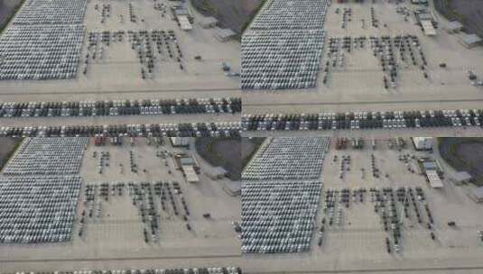 航拍汽车工厂满满停车场高清在线视频素材下载