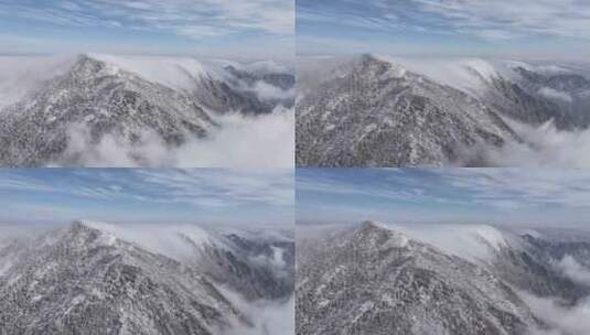 4K秦岭朱雀国家森林公园（冰晶顶）雪景航拍高清在线视频素材下载