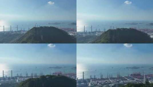 深圳小南山航拍港口集装箱前海湾保税港区高清在线视频素材下载
