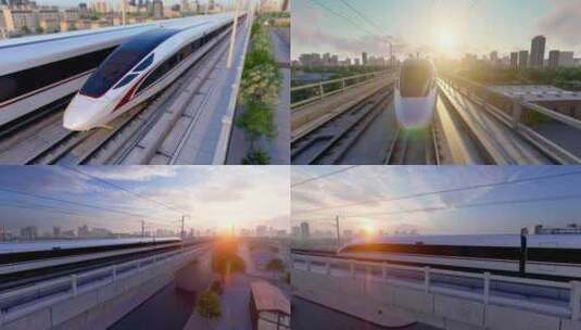 中国高铁动车和谐号复兴号高清在线视频素材下载