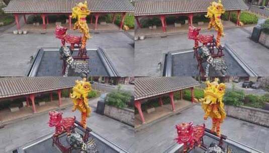 中国广东省佛山市南海区醒狮雕塑高清在线视频素材下载