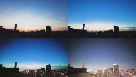 城市夜幕降临时分日转夜风景延时摄影视频素高清在线视频素材下载