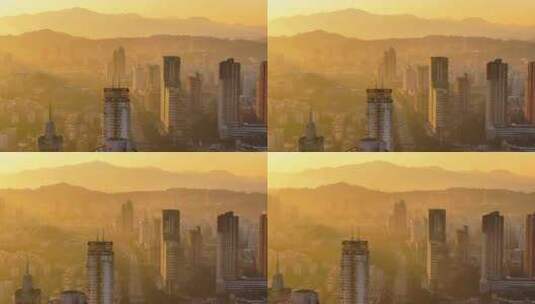 福州夕阳下的城市面貌高清在线视频素材下载