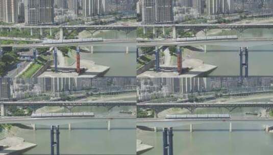 重庆地铁桥上驶过高清在线视频素材下载